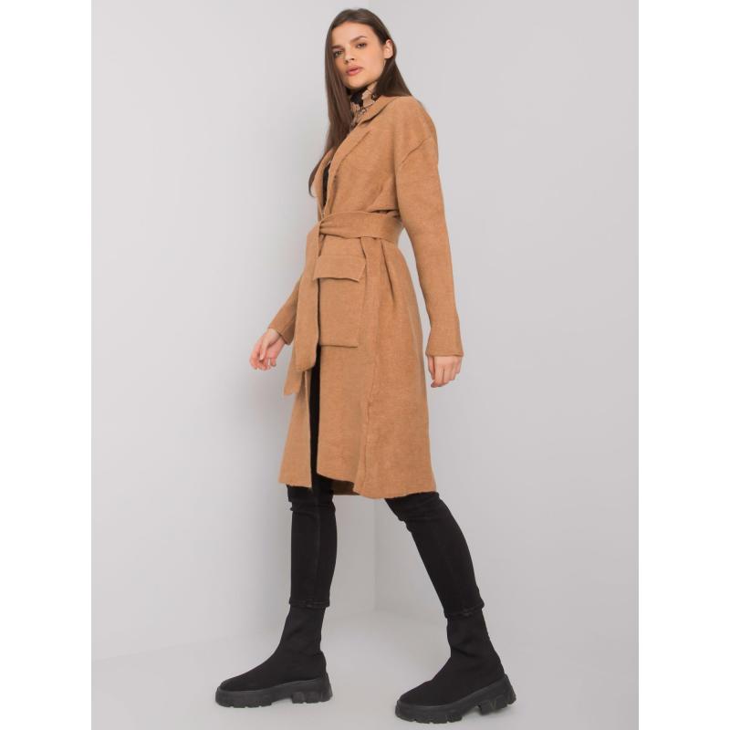 Dámský svetr s vázáním Cordie RUE PARIS hnědý