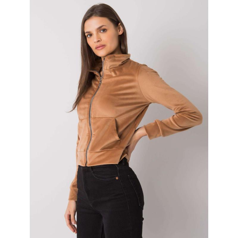 Női velúr pulóver Charley RUE PARIS barna