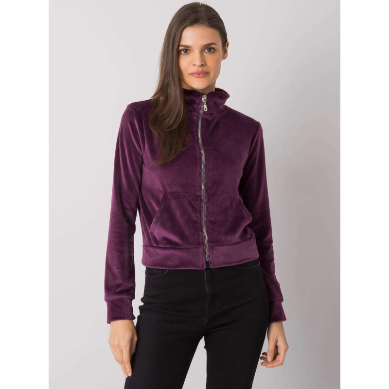 Női velúr pulóver Charley RUE PARIS sötétlila