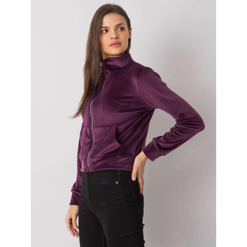 Női velúr pulóver Charley RUE PARIS sötétlila