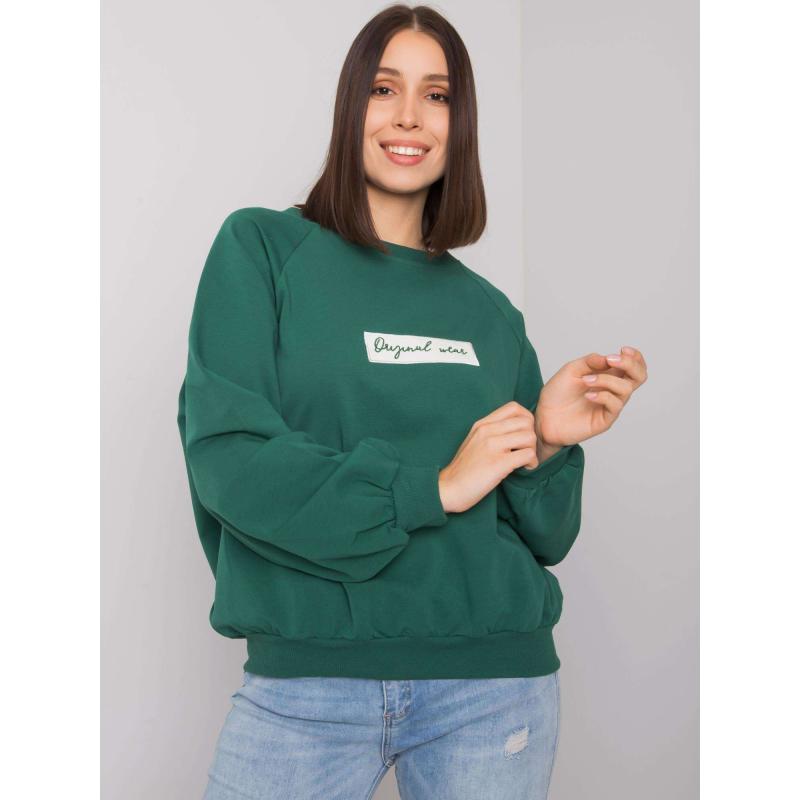 Dámská mikina s kapucí plus size HARIETTE tmavě zelená  