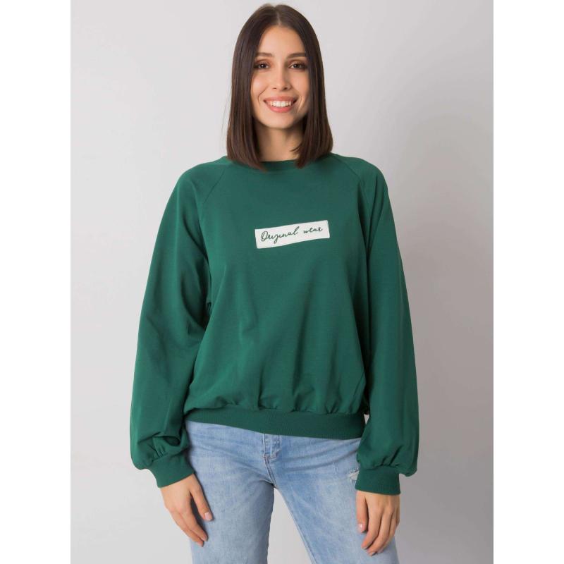 Dámská mikina s kapucí plus size HARIETTE tmavě zelená  