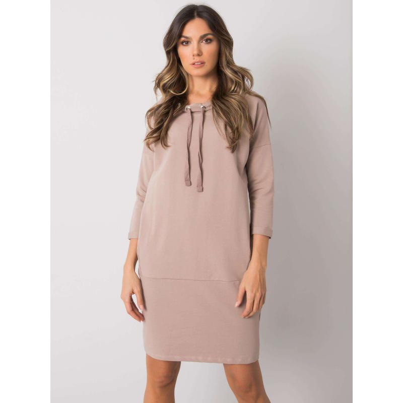 Dámské šaty s kapsami Ordino RUE PARIS tmavě béžové 