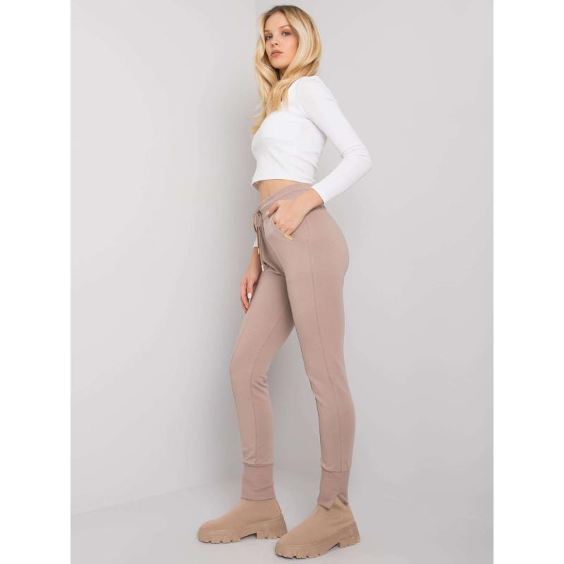 Női melegítőnadrág zsebekkel Naomi RUE PARIS sötétbézs sötétbézs