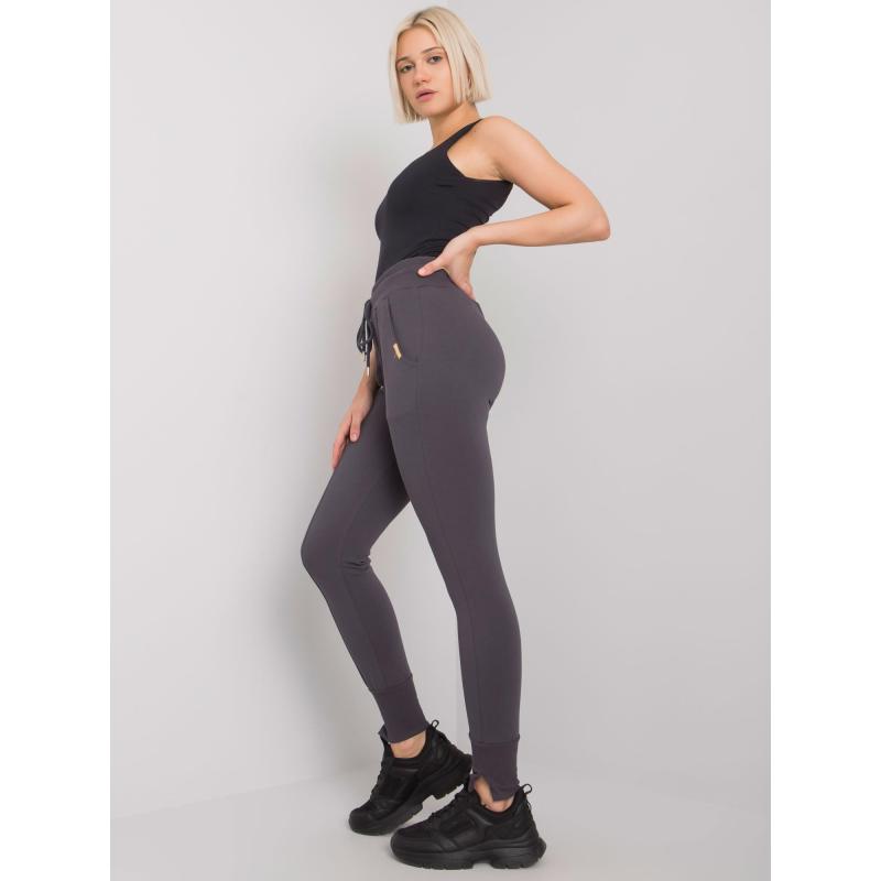 Dámské tepláky s kapsami Naomi RUE PARIS tmavě šedé