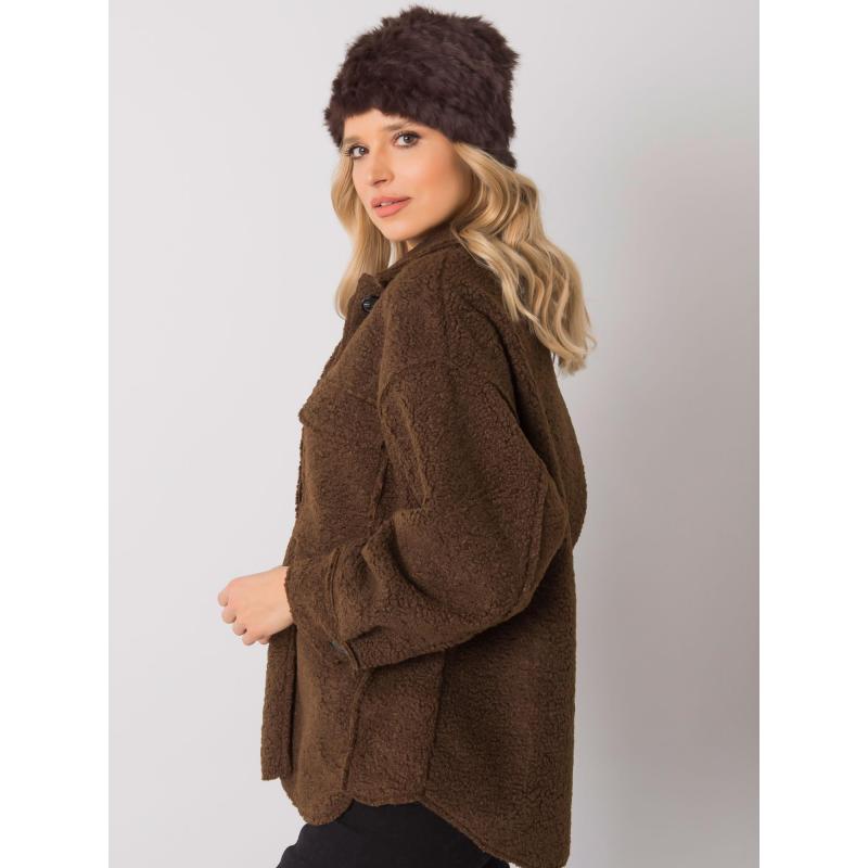 Női szőrme sapka sötétbarna