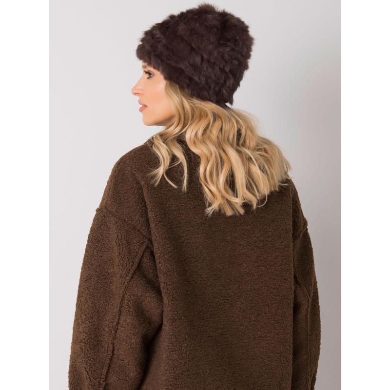 Női szőrme sapka sötétbarna