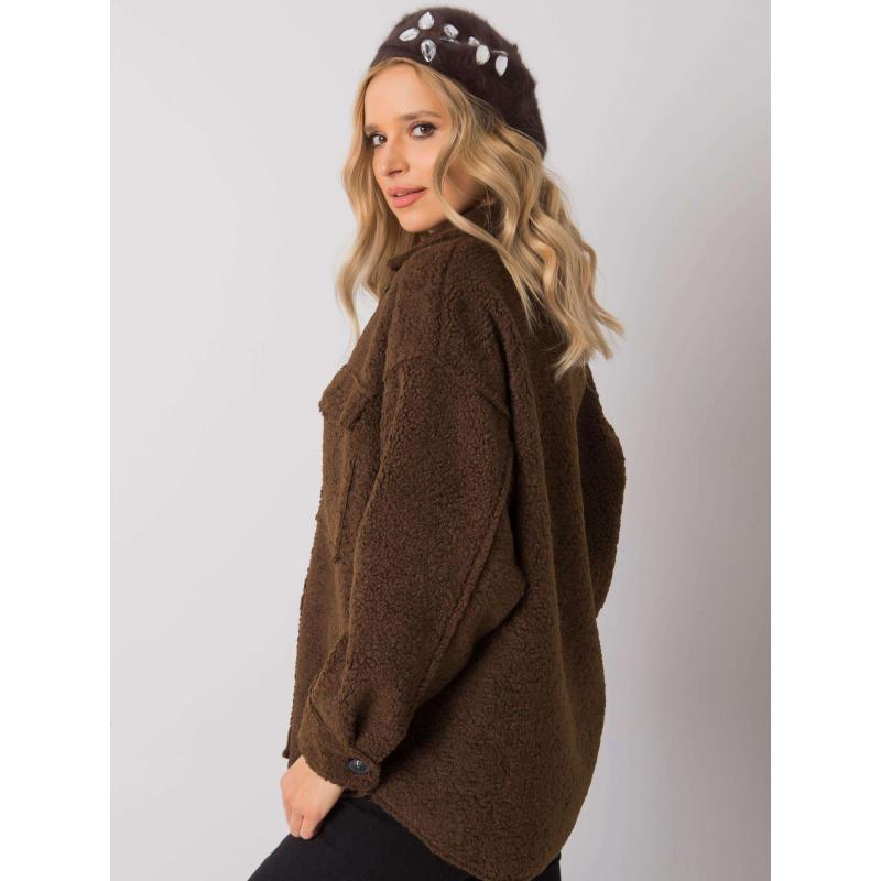 Dámský baret s aplikací hnědý 