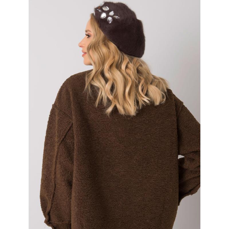 Dámský baret s aplikací hnědý 