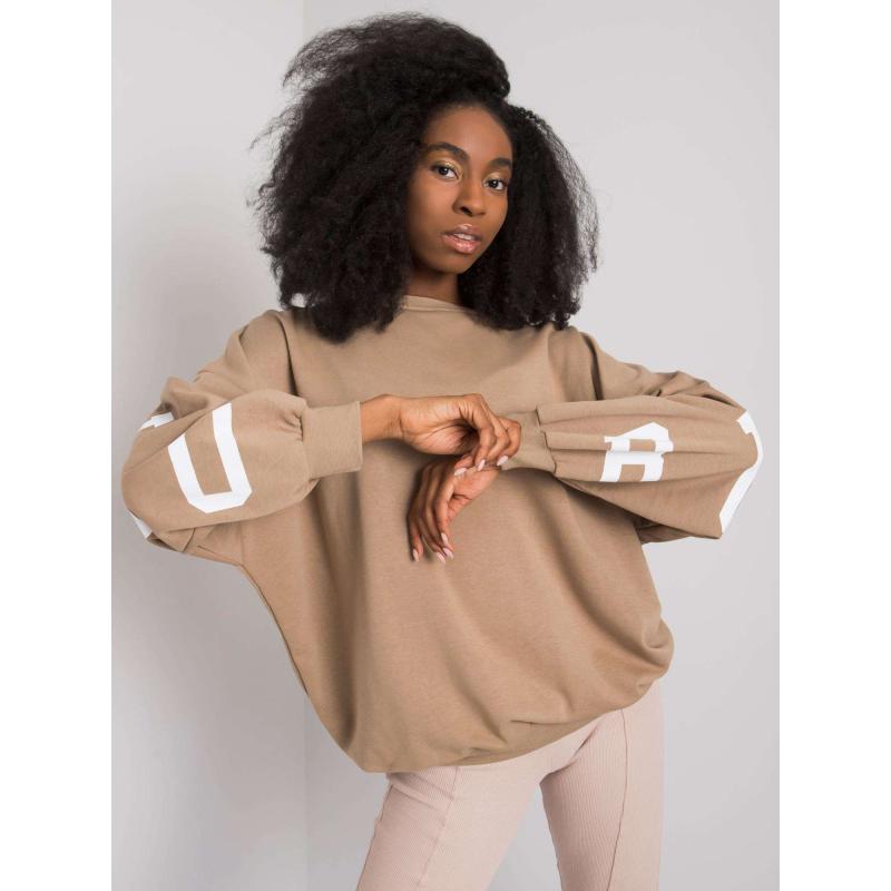 Női nyomtatott pulóver BROOKE bézs színben