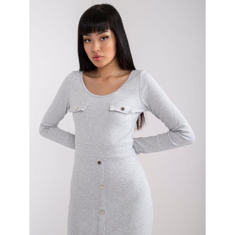 Dámské šaty pruhované Barletta RUE PARIS světle šedé 