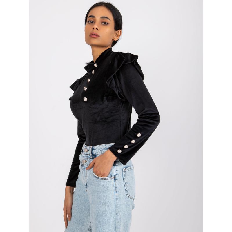 Női blúz fodrokkal CAPRI fekete