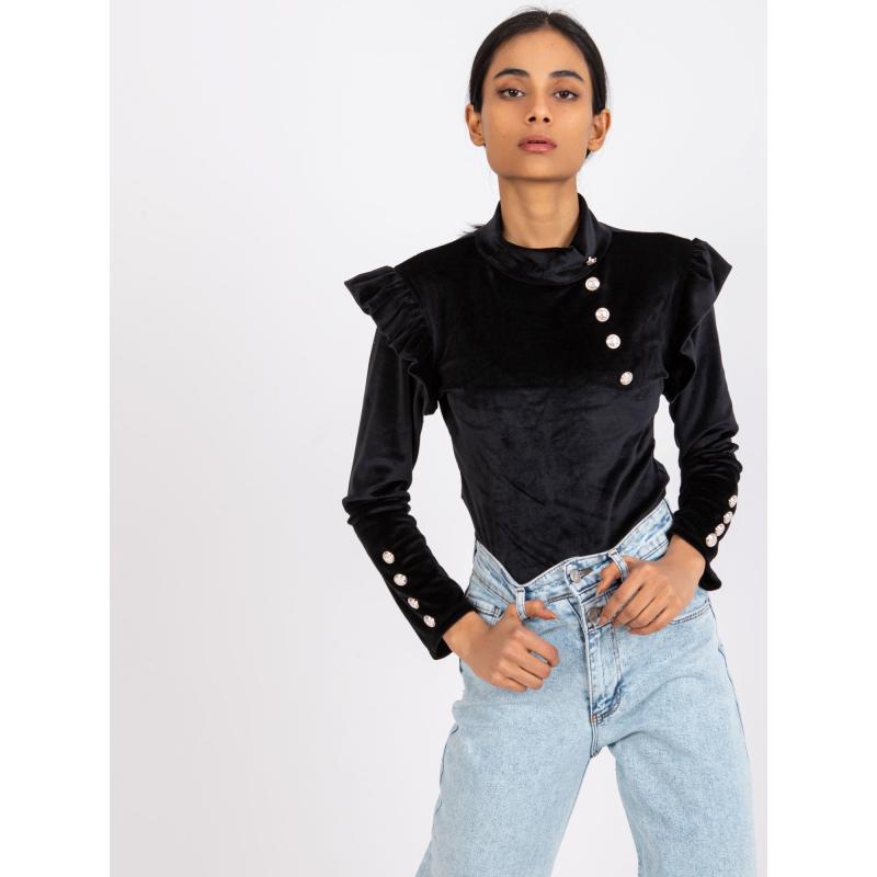 Női blúz fodrokkal CAPRI fekete