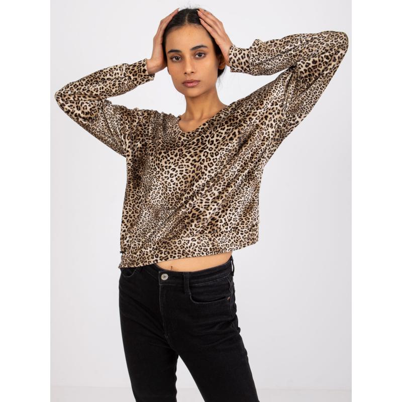 Női terepszínű bársony blúz REAGAN bézs-fekete