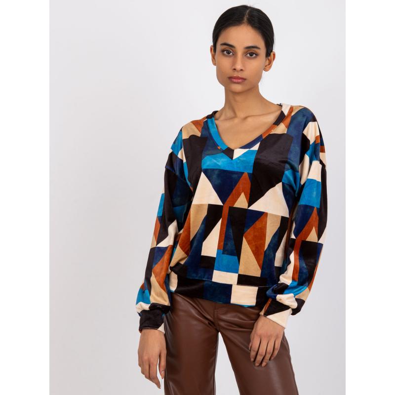 Dámská halenka vzorovaná velurová LILIANNA modro-hnědá 