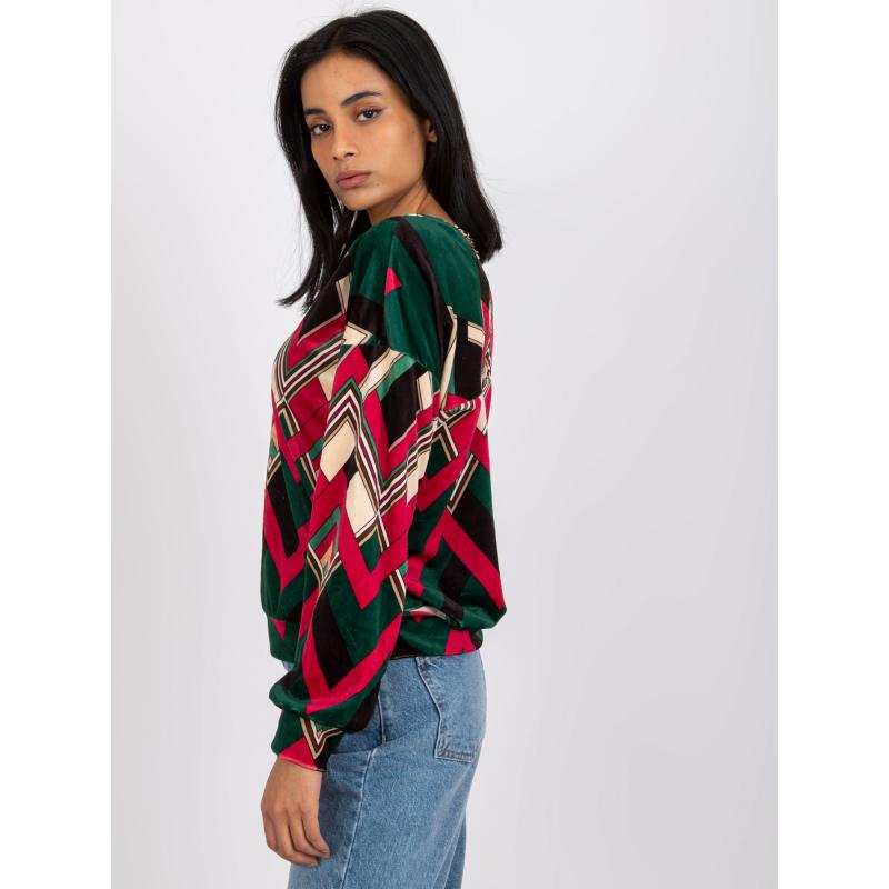 Dámská halenka vzorovaná EMMA zelená a růžová 