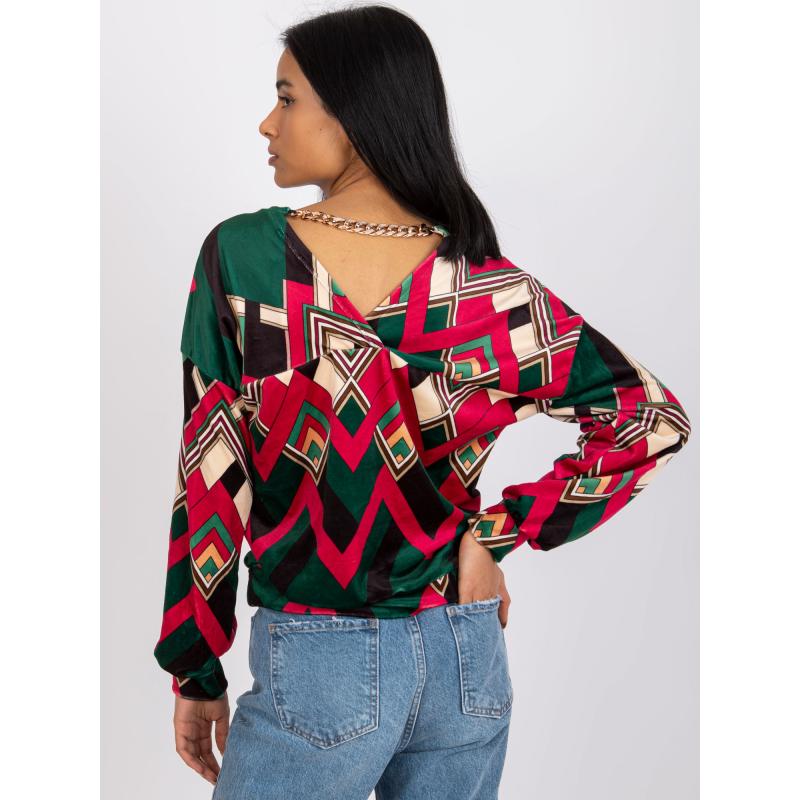 Dámská halenka vzorovaná EMMA zelená a růžová 