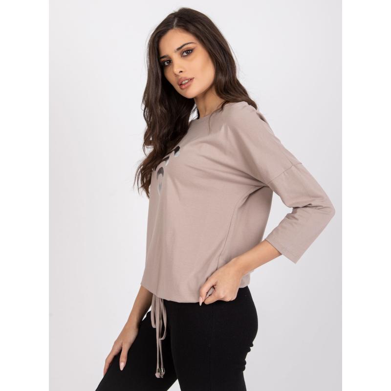 Dámska blúzka s potlačou Domenica RUE PARIS dark beige