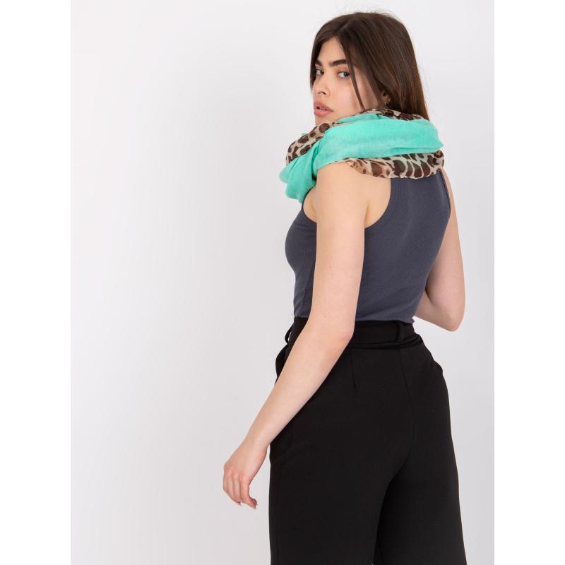 Dámská šála s leopardím potiskem ATHAN mátově zelená 