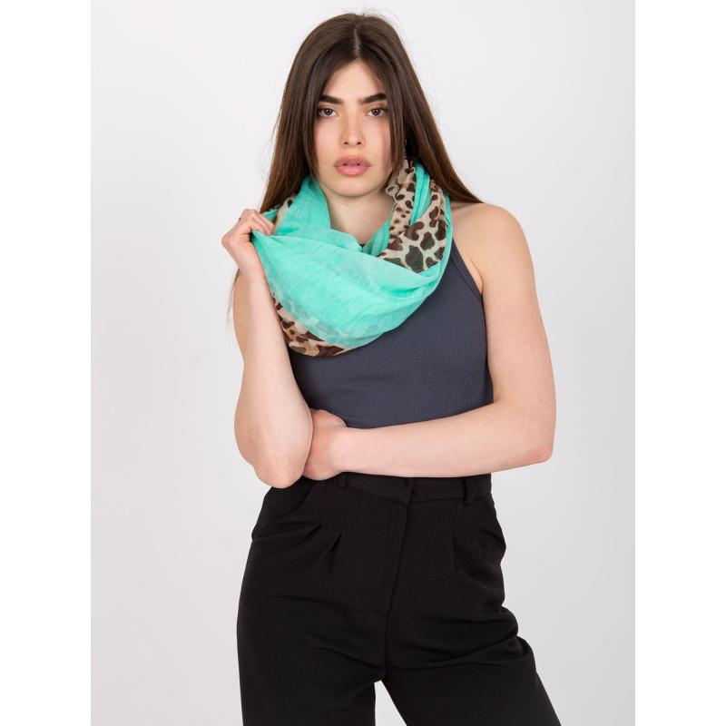 Dámská šála s leopardím potiskem ATHAN mátově zelená 