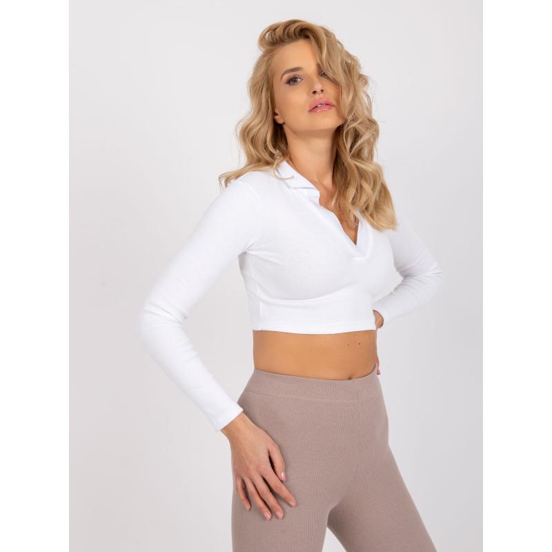 Női rövid csíkos blúz Flores RUE PARIS fehér