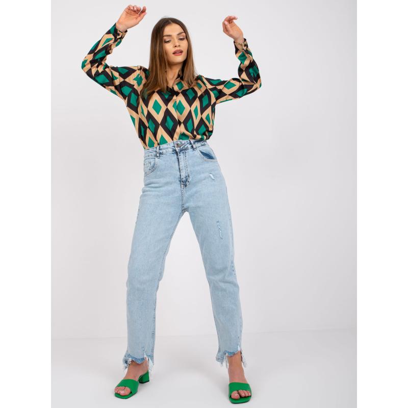 Dámská halenka s potiskem od AMAYA zeleno-béžová 