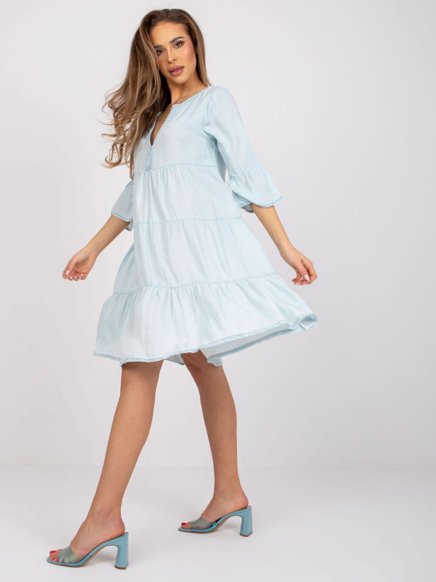 Dámske šaty po kolená SUBLEVEL light blue