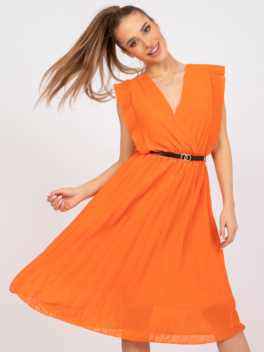 Dámske midi šaty so zavinovacím výstrihom MARINE orange