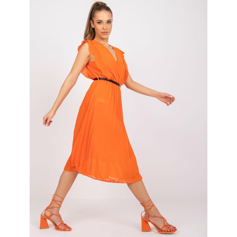 Dámské šaty s obálkovým výstřihem midi MARINE oranžové  