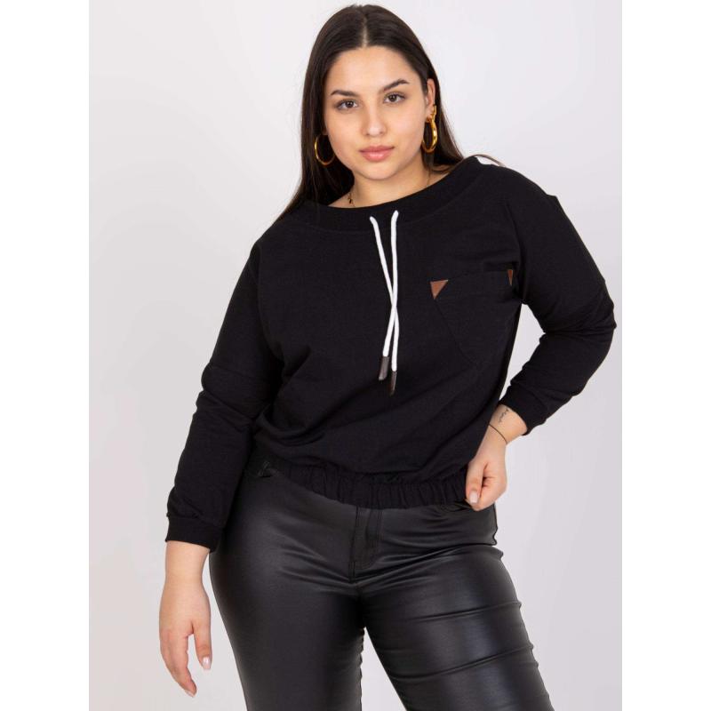 Női rövid plus size pulóver LOUNA fekete
