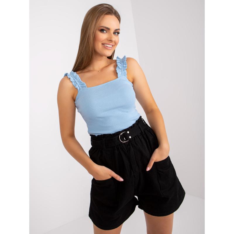 Női magas derekú farmer rövidnadrág WEIST fekete