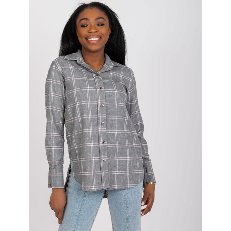 Dámská košile s dlouhým rukávem kostkovaná VIERA šedá 