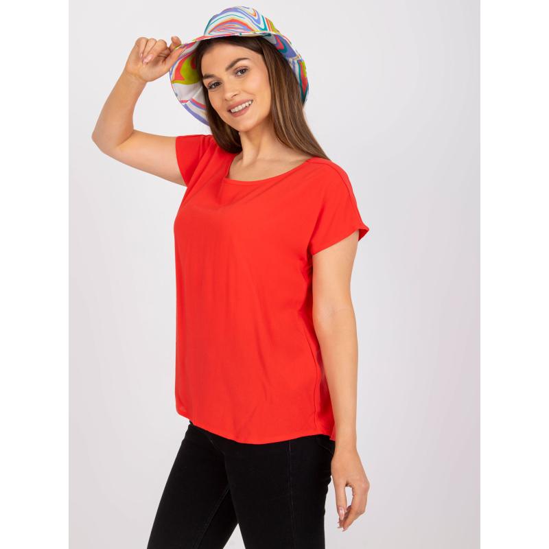 Női hétköznapi blúz kerek nyakkal SUBLEVEL piros