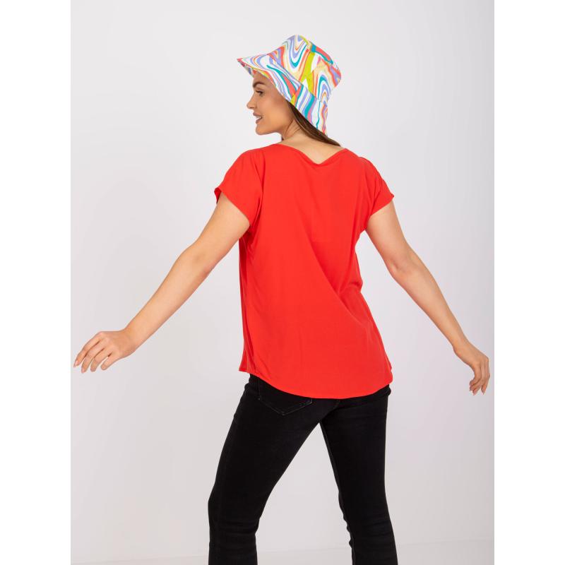 Női hétköznapi blúz kerek nyakkal SUBLEVEL piros