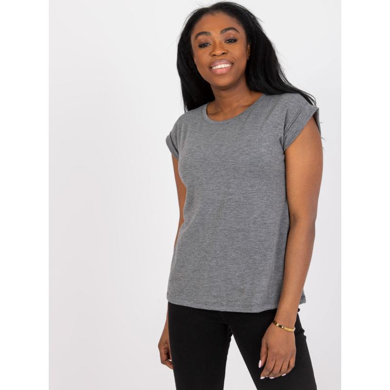 Dámské tričko melanžové bavlněné BASE tmavě šedé