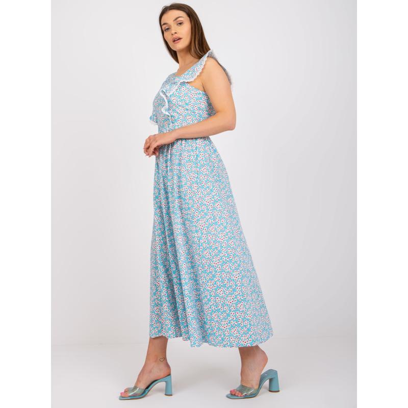 Női nyomtatott pamut maxiruha ELA kék
