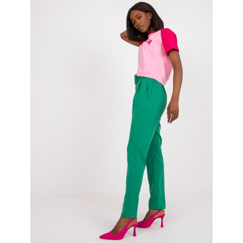 Dámské kalhoty s páskem GIULIA světle zelené 