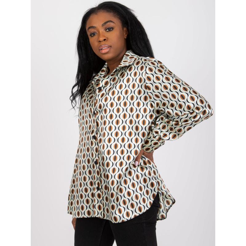 Dámske asymetrické tričko s potlačou YETA beige