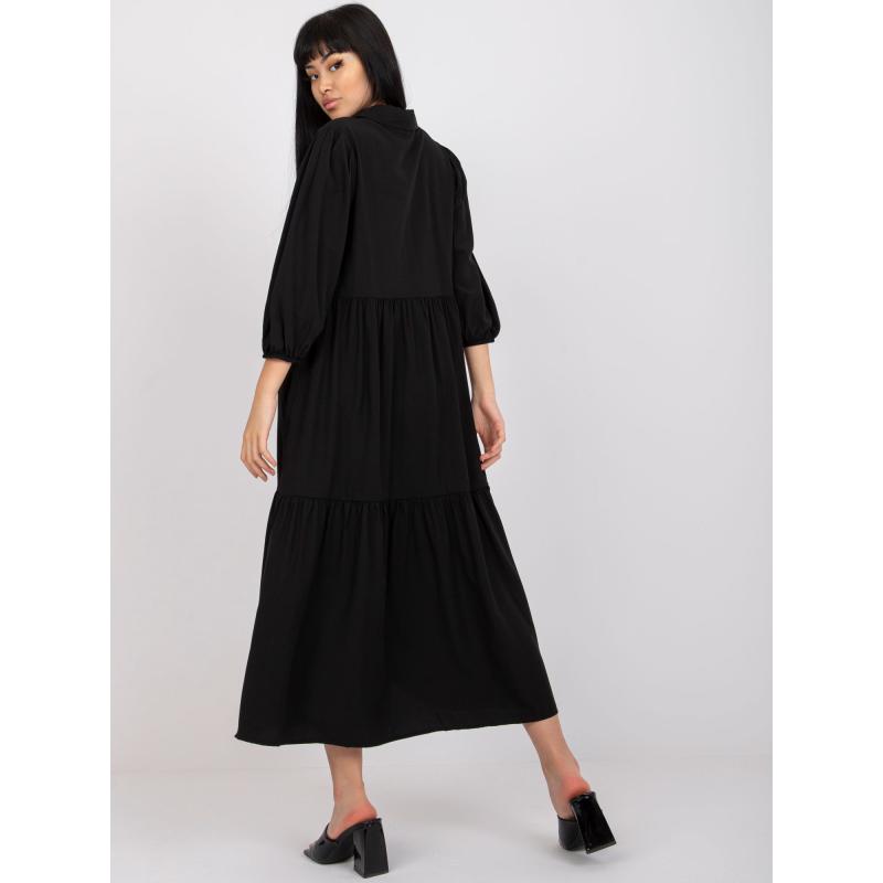Dámské šaty s volánky bavlněné RUE PARIS černé 
