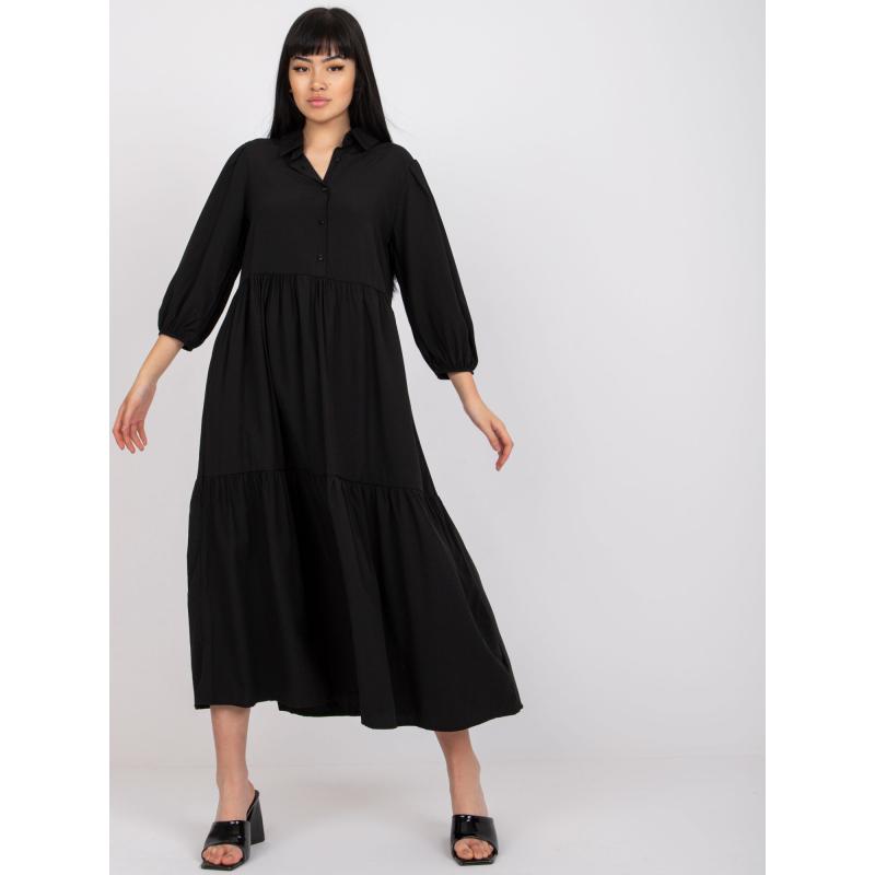 Dámské šaty s volánky bavlněné RUE PARIS černé 