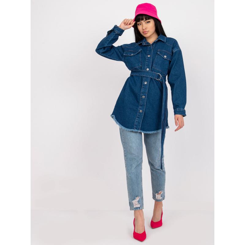 Dámská košile s páskem džínová RUE PARIS modrá 
