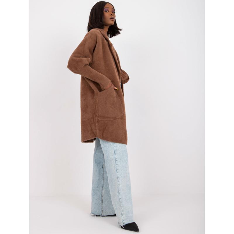 Női alpakka kabát gyapjúval SERENA világosbarna