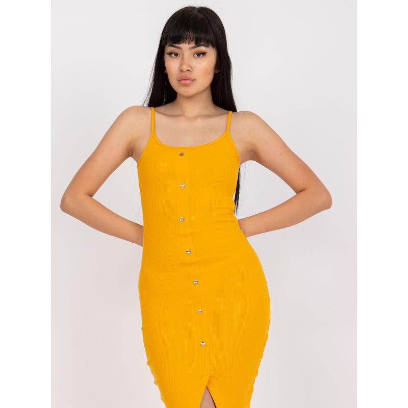 Dámské šaty pruhované přiléhavé RUE PARIS světle oranžové  