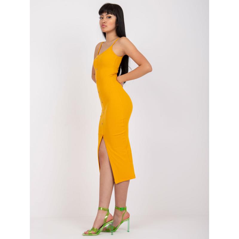 Dámské šaty pruhované přiléhavé RUE PARIS světle oranžové  