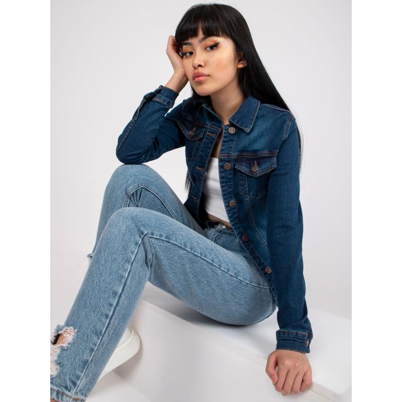Dámská bunda bavlněná džínová RUE PARIS tmavě modrá 