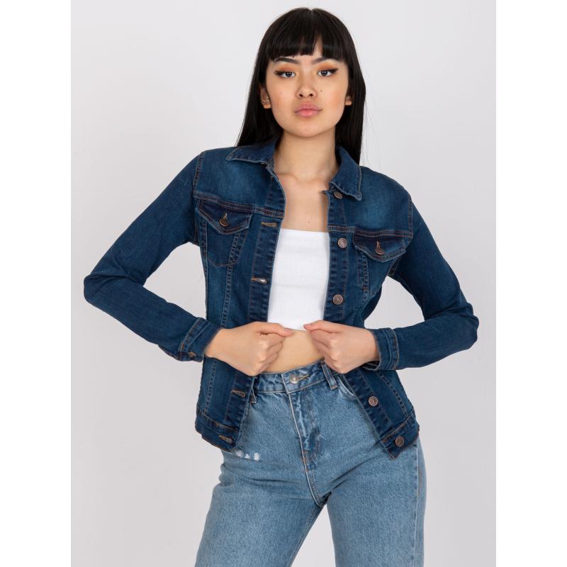 Dámská bunda bavlněná džínová RUE PARIS tmavě modrá 