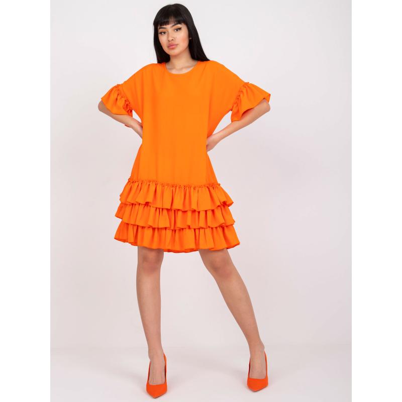 Dámske volánové šaty s krátkymi rukávmi BELLE orange