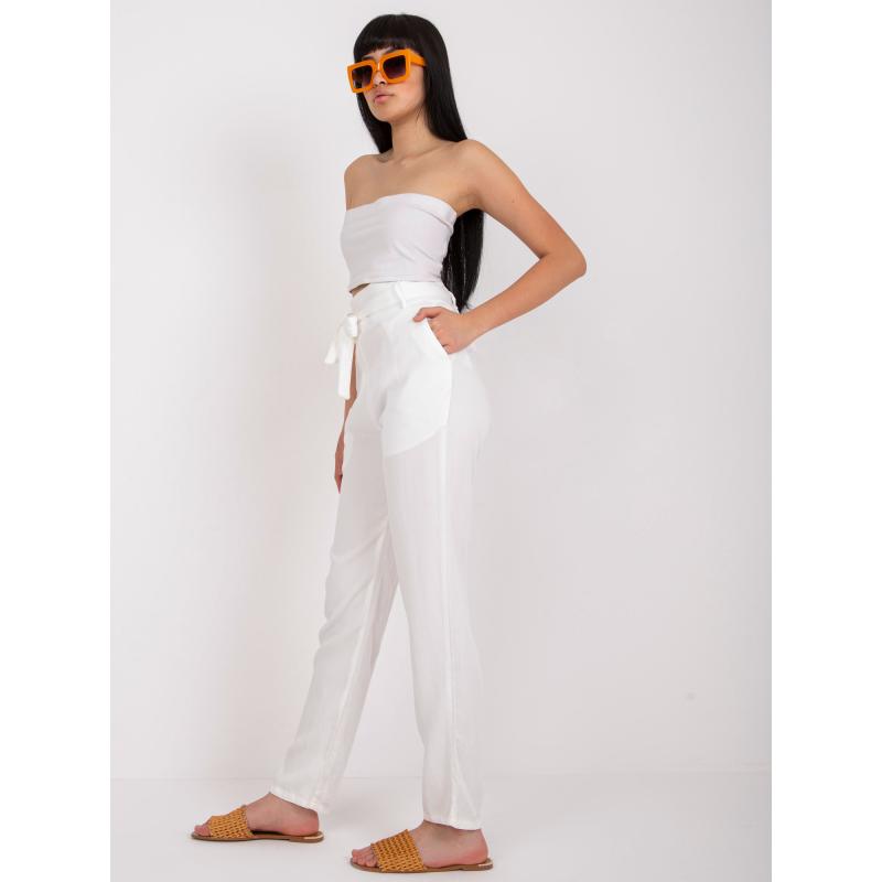 Dámské kalhoty s páskem LADY ecru