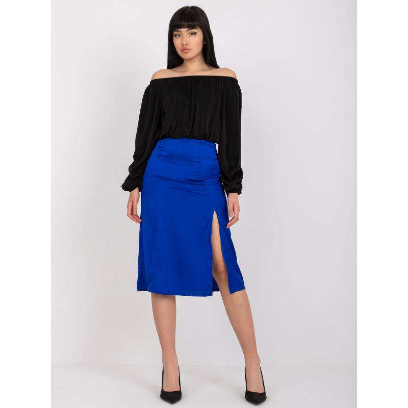 Dámska sukňa s vysokým pásom RUE PARIS cobalt blue