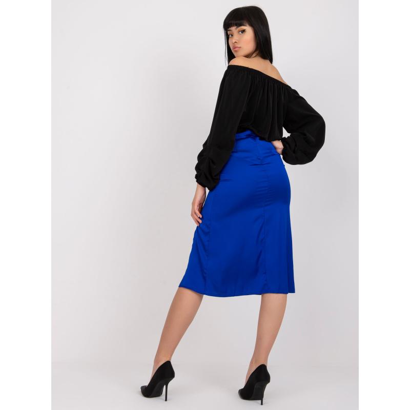 Dámská sukně s vysokým pasem RUE PARIS kobaltově modrá 